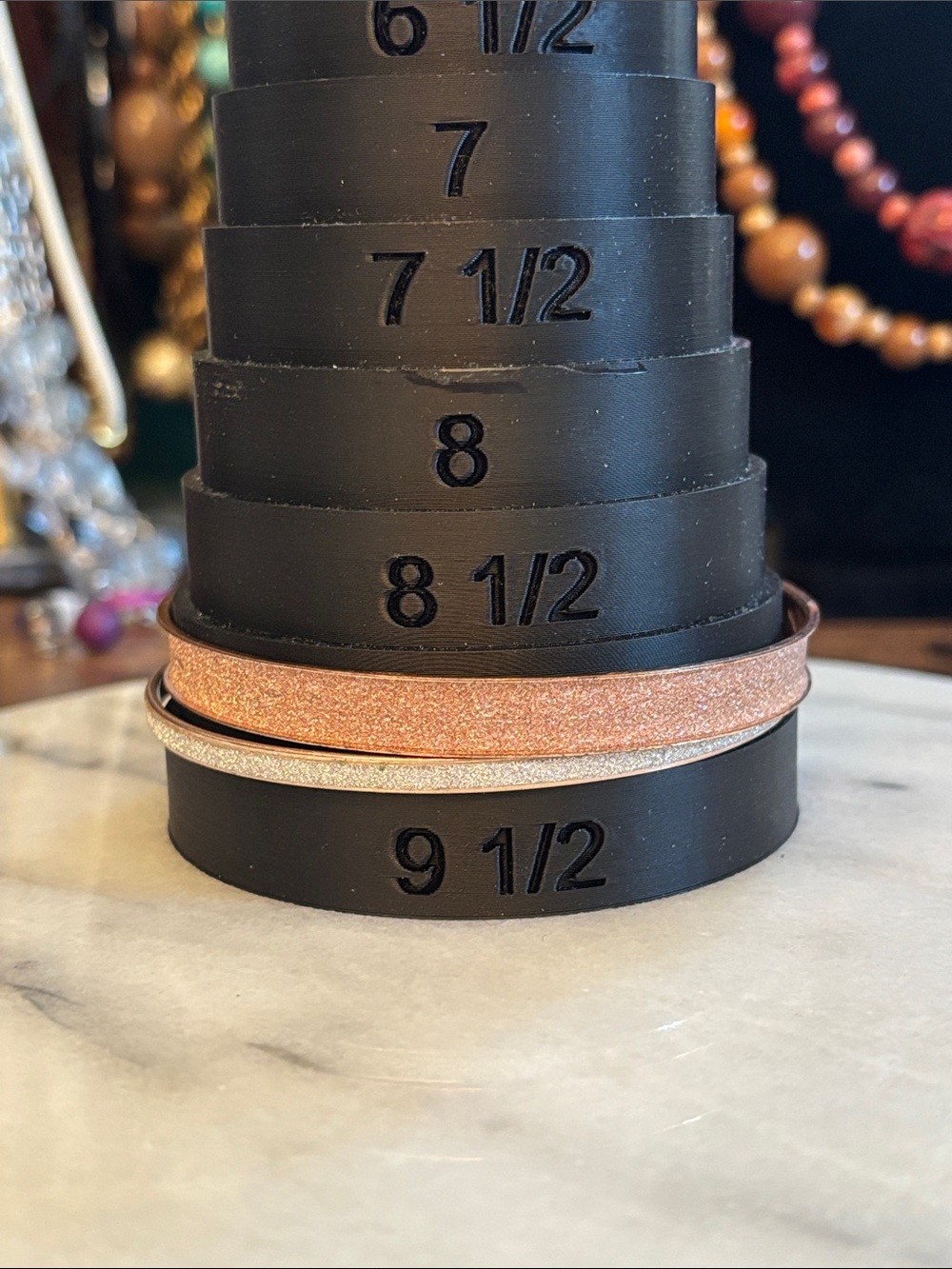 Rose Gold & Silver Glitter Bangle Set - Unbranded